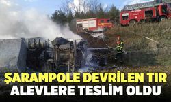 Şarampole Devrilen Tır Alevlere Teslim Oldu