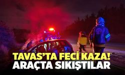 Tavas’ta Feci Kaza! Araçta Sıkıştılar