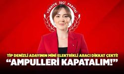 TİP Denizli Adayının Mini Elektrikli Aracı Dikkat Çekti! “Ampulleri Kapatalım!”