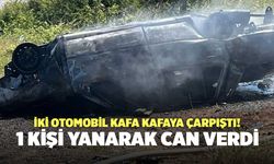 İki Otomobil Kafa Kafaya Çarpıştı! 1 Kişi Yanarak Can Verdi