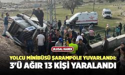 Yolcu Minibüsü Şarampole Yuvarlandı: 3'ü ağır 13 kişi Yaralandı