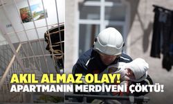 Akıl Almaz Olay! Apartmanın Merdiveni Çöktü!