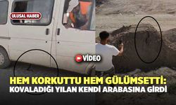 Hem Korkuttu Hem Gülümsetti: Kovaladığı Yılan Kendi Arabasına Girdi