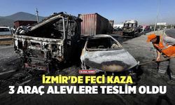 İzmir'de Feci Kaza, 3 Araç Alevlere Teslim Oldu