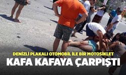 Denizli Plakalı Otomobil ile Bir Motosiklet Kafa Kafaya Çarpıştı