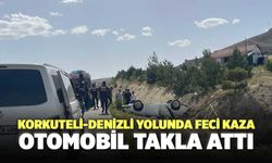 Korkuteli-Denizli Yolunda Feci Kaza Otomobil Takla attı