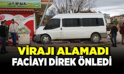 VİRAJI ALAMADI MARKETE GİRDİ FACİAYI DİREK ÖNLEDİ