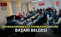 Kaymakamdan İlçe Tarım Personeline Başarı Belgesi