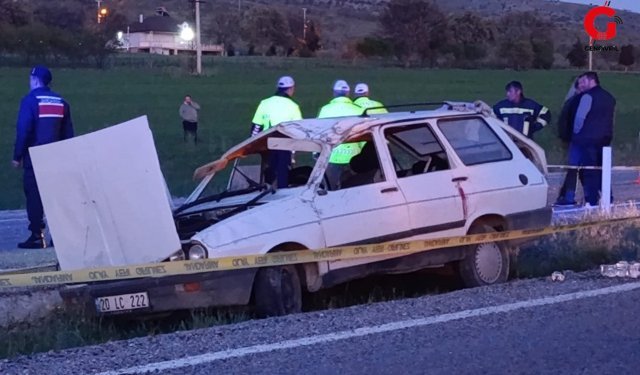 Çivril-Uşak Yolunda Feci Kaza Genç Adam Hayatını Kaybetti