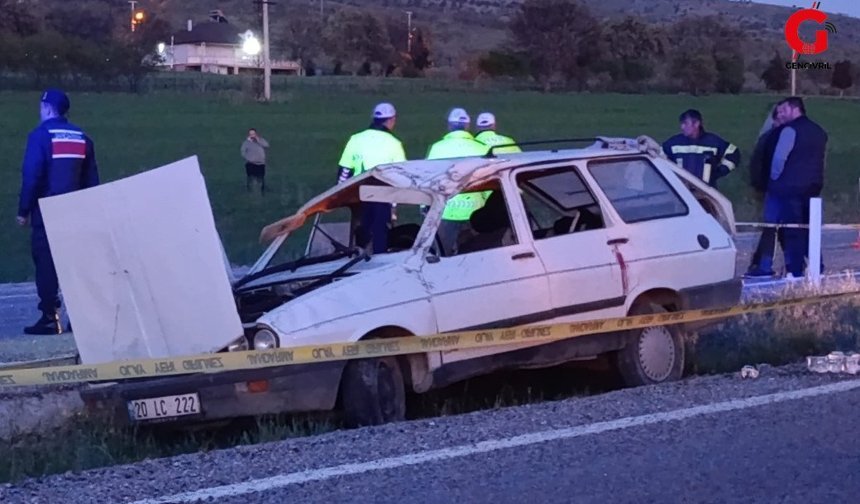 Çivril-Uşak Yolunda Feci Kaza Genç Adam Hayatını Kaybetti
