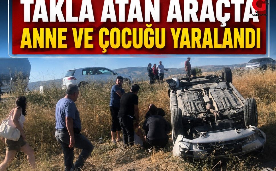 Çivril'de Sürücü Panikledi Aracı Takla Attı