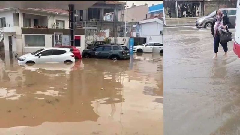 İzmir’i Sağanak Vurdu: Yollar Göle Döndü, Araçlar Suya Gömüldü