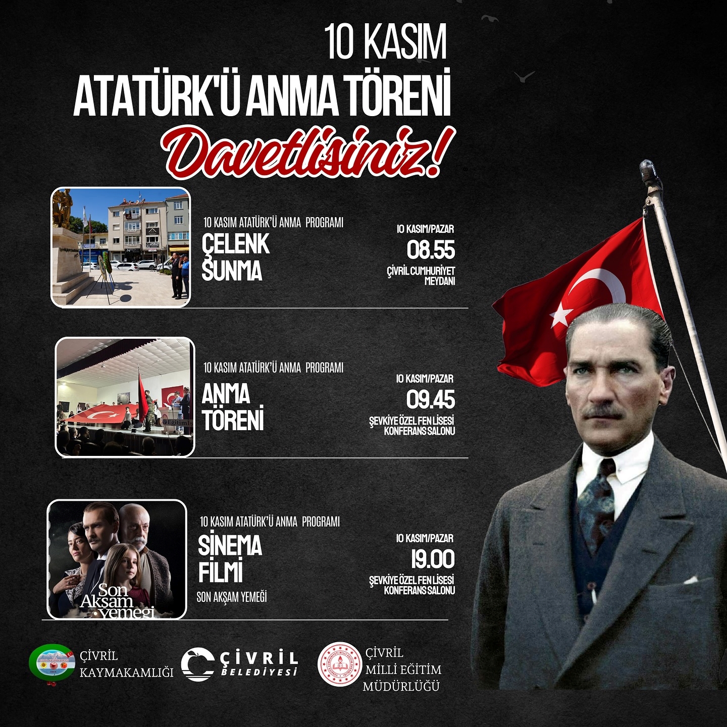 Atatürk Anma Programı Çivril Davet