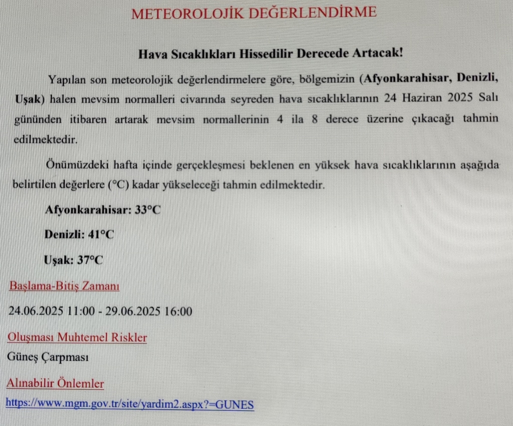 Çivril Aşırı Sıcak