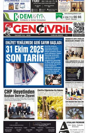 Genç Çivril Gazetesi 27 Ekim 2025